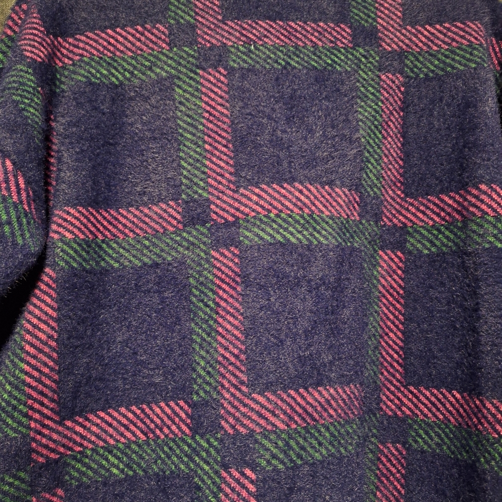 NWOT NVLT Women's Blue and Pink Eyelash Knit Plaid Coat - Picture 6 of 12